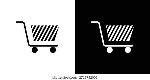Icono de Carrito de compras. Ilustración vectorial. Silueta en color negro