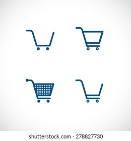 Shopping cart icon. Vector illustration flat design with long shadow