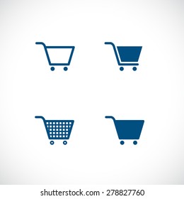 Shopping cart icon. Vector illustration flat design with long shadow