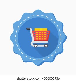 Shopping cart icon, vector illustration. Flat design style with long shadow,eps10