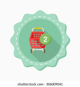 Shopping cart icon, vector illustration. Flat design style with long shadow,eps10