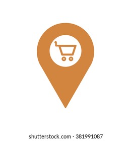 shopping cart icon, vector illustration. Flat design style