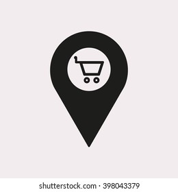 shopping cart  icon, vector illustration. Flat design style