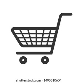 shopping cart icon vector image for a website button or online store application. the design only uses black and white background.