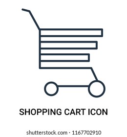 Shopping cart icon vector isolated on white background, Shopping cart transparent sign , outline linear symbol or line shape