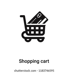 Shopping cart icon vector isolated on white background, logo concept of Shopping cart sign on transparent background, filled black symbol