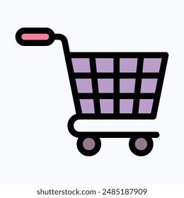 Shopping Cart Icon, Shopping Vector Icon. Isolated Lineal Color Vector Icon.