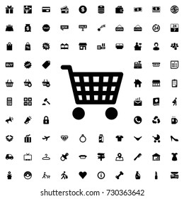 Shopping cart icon vector isolated on white background. set of filled shopping icons.