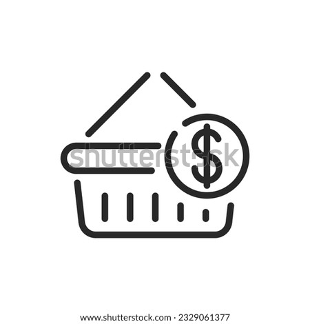 Shopping Cart Icon. Vector Linear Editable Sign of Good Prices, Economical Shopping, and Value for Money in Retail Market.
