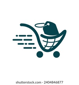 icono del carro de la compra logotipo vectorial plantilla en estilo plano a la moda