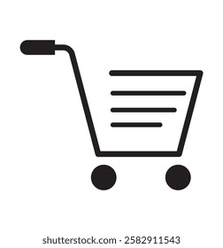 Shopping cart icon vector set. Retail supermarket trolley symbol. Simple grocery basket line icon set. Online purchase or buy cart sign. Add to cart symbol.