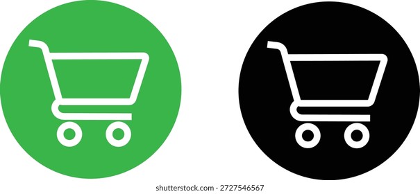 Shopping Cart Icon Vector Set Flat and Line Style E Commerce Symbol