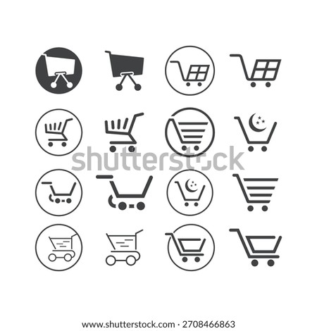 Shopping Cart Icon Vector Set - E-commerce and Retail Symbols.