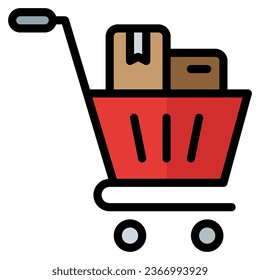 Shopping cart icon vector. Simple icon in filled line style, suitable for graphic design, website and mobile app