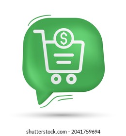 Shopping cart icon vector in speech bubble - Modern design
