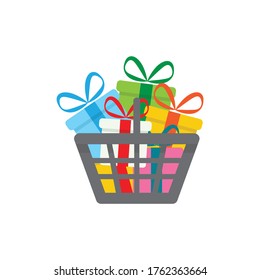Shopping cart icon Vector Shopping  trolley full of gifts