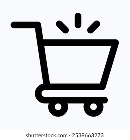 Shopping Cart Icon Vector, Shopping Trolley Icon, Isolated Lineal Vector Icon.