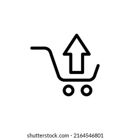 Shopping cart icon vector with upload. Selling online, online store. line icon style. Simple design illustration editable
