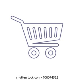 Shopping cart icon. Vector. Violet linear icon on white background. Isolated.