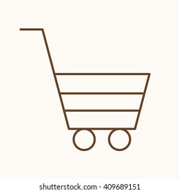 Icono del carro de la compra, símbolo de la web vectorial en líneas delgadas. Icono de compra plano. Icono de diseño de pago, pictograma vector.