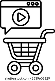 A shopping cart with a shopping cart icon and a video player icon.