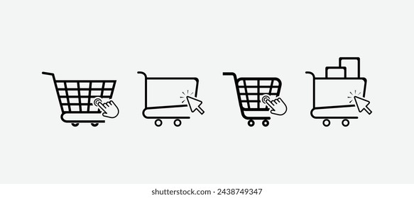 Icono de carrito de compras. Icono del carrito de compras de la tienda web. Tienda de Internet comprar símbolo de logotipo signo. Vector	
