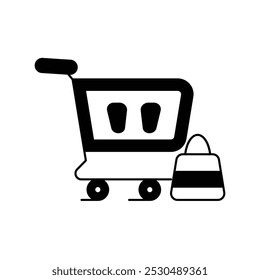 shopping cart icon with white background vector stock illustration