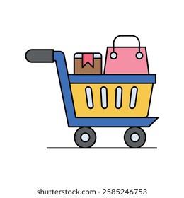 shopping cart icon with white background vector stock illustration