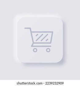 Shopping cart Icon, White Neumorphism soft UI Design for Web design, Application UI and more, Button, Vector.