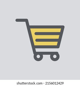 shopping cart icon yellow gray e-commerce two horizontal lines