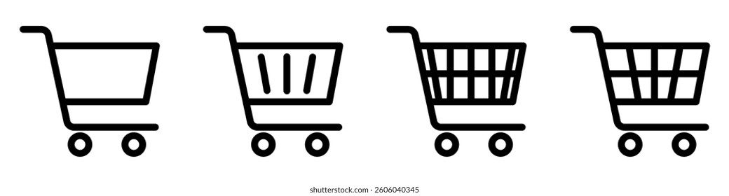Shopping cart icon.Full and empty shopping cart symbol