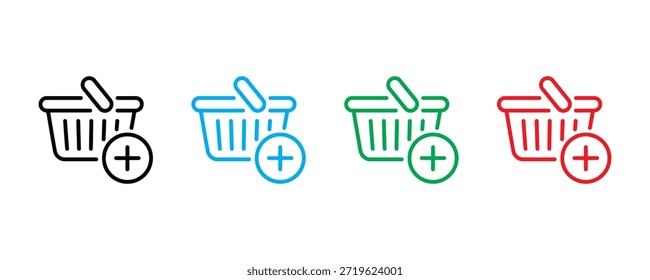 Ícones do carrinho de compras para adicionar itens ao ícone do carrinho definir vetor no fundo branco. check-out, comprar, compras on-line, símbolo de varejo. ilustração vetorial.