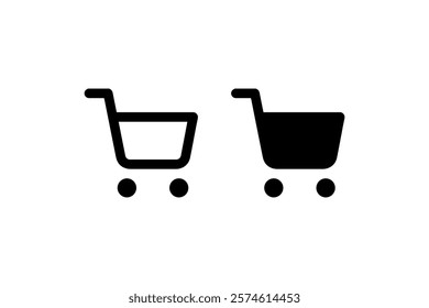 Shopping Cart Icons in Black Outline and Fill Vector.