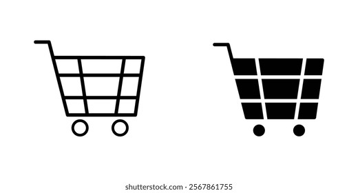 shopping cart icons collection in Filled flat and thin line style.