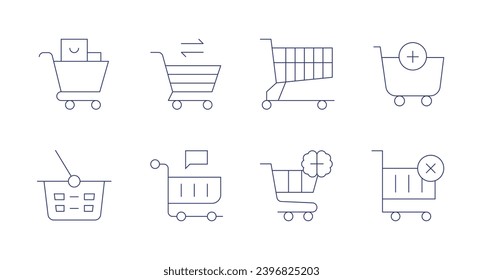 Shopping cart icons. Editable stroke. Containing customer, ecommerce, cart, shopping cart.