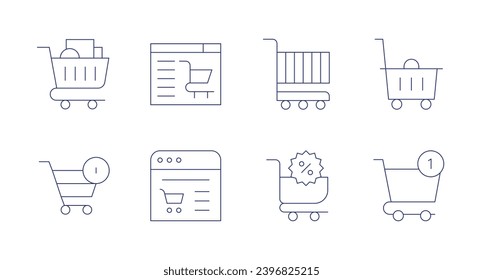 Shopping cart icons. Editable stroke. Containing online shop, online shopping, shopping cart, cart.