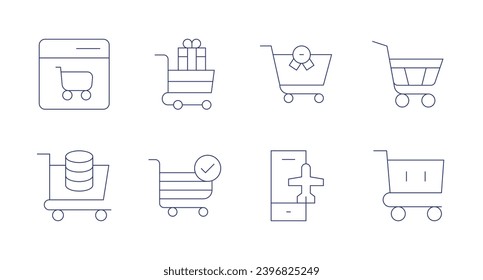 Shopping cart icons. Editable stroke. Containing cart, shopping, shopping cart, online shopping.