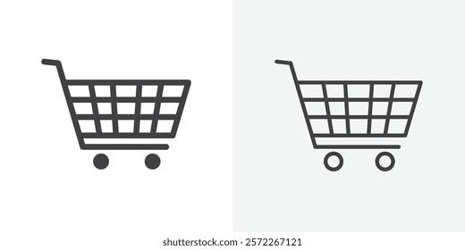 shopping cart icons. flat and line style set