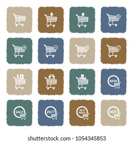 Shopping Cart Icons. Grunge Color Flat Design. Vector Illustration.