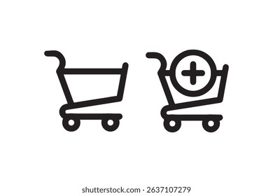 Shopping cart icons: minimalist add to cart symbols for e-commerce.