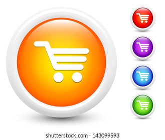 Shopping Cart Icons on Round Button Collection Original Illustration