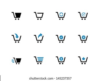 Shopping cart icons on white background. Vector illustration.