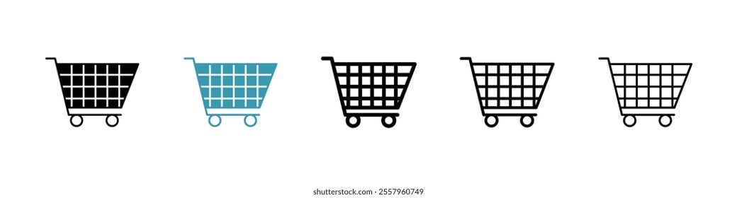 shopping cart icons pack in black and blue.