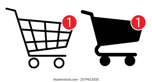 Shopping Cart Icons with a Quantity Notification, shopping cart, shopping trolley, online shopping, cart icon, purchase, buy icon vector