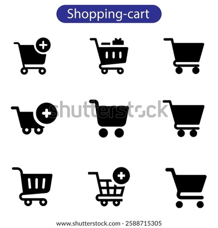 Shopping cart icons set. Shopping basket icon collection. Shopping cart line and flat icon. Internet shop symbol. Web store shopping cart vector art illustration.