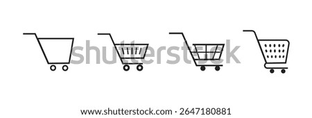 Shopping cart icons set. Shopping basket icon collection. Shopping cart line and flat icon. Internet shop symbol. Web store shopping cart - stock vector.