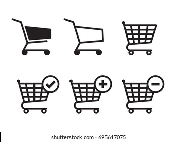 Shopping cart icons set. Black on a white background