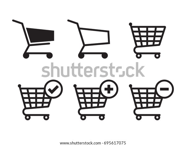 Shopping Cart Icons Set Black On Stock Vector (royalty Free) 695617075 