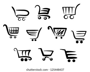 Shopping cart icons set for business and commerce projects, such as idea of emblems. Jpeg version also available in gallery