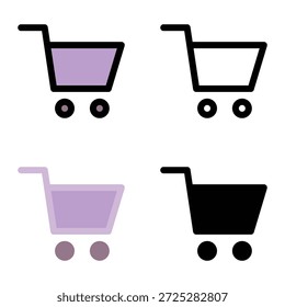 Conjunto de iconos de Carrito de compras para comercio electrónico y tienda en línea adecuado para App móviles, App de Web y medios impresos. Múltiples iconos de estilo, 